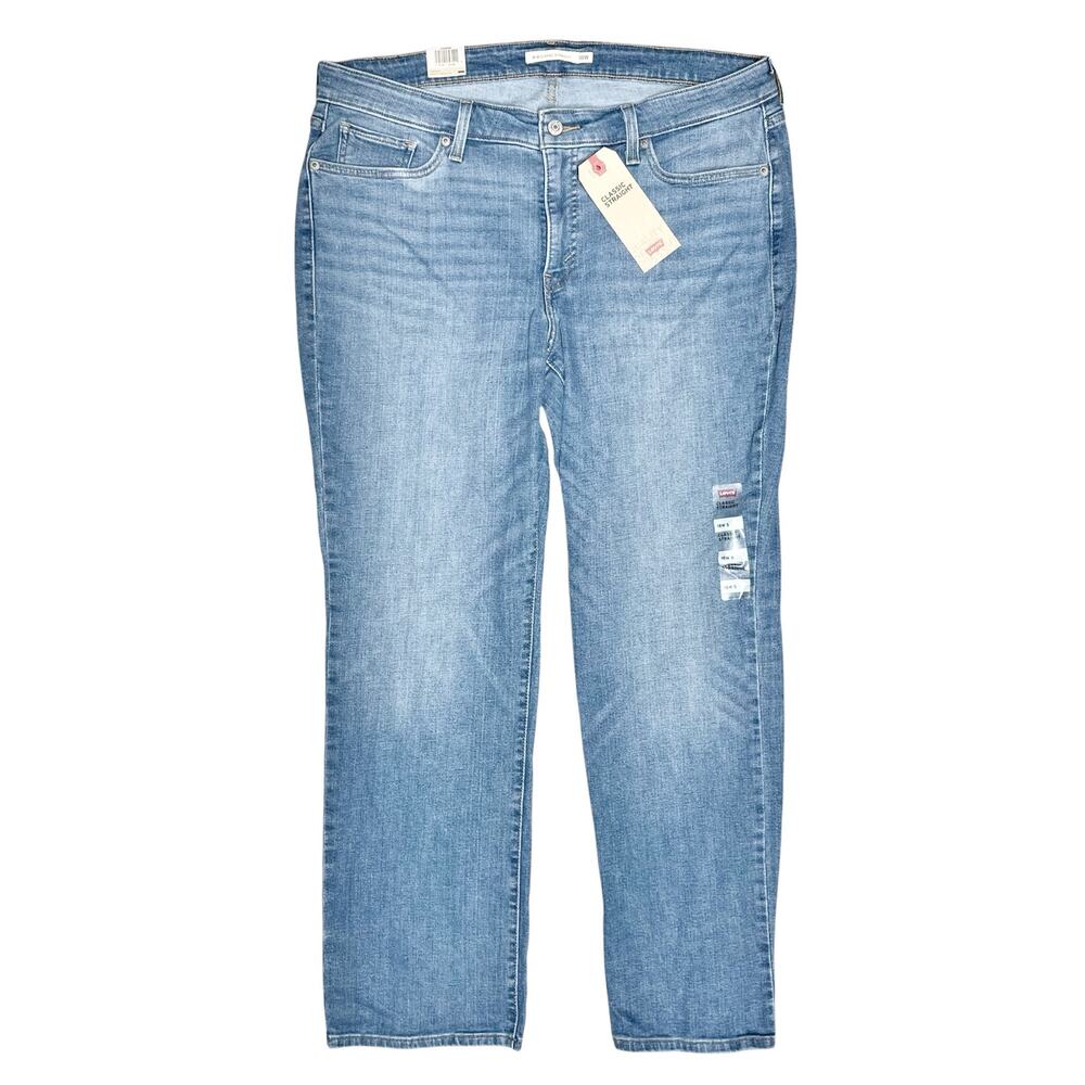 LEVI'S NWT Classic Straight Mid-Rise Stretch Jeans Medium-Light Wash 18W Short